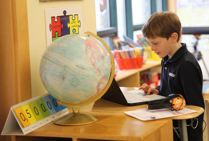 Whitby Elementary School Student Uses Laptop